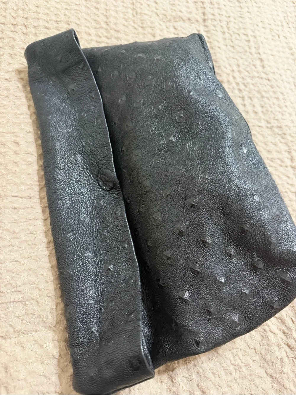 Marie Turnor Pyramid Lunch Clutch Ostrich leather